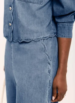Sale Indigo Scallop Trim Wide Jeans Jeans|Wide Leg Jeans