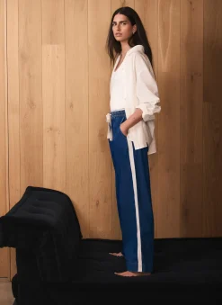 Best Indigo Tie Waist Side Stripe Wide Jeans Wide Leg Jeans