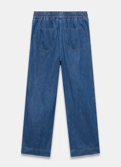 Best Indigo Tie Waist Side Stripe Wide Jeans Wide Leg Jeans