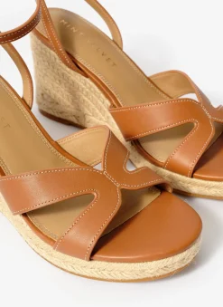 Sale Jase Tan Leather Espadrille Wedges Heels|Heels