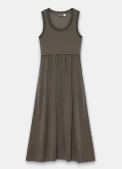 Hot Ruched Trim Cotton Midi Dress Summer Dresses|Midi Dresses