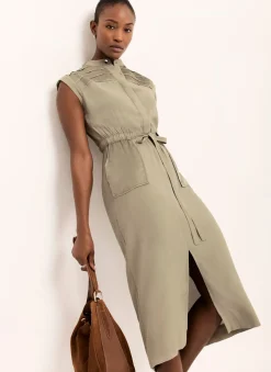 Hot Satin Utility Midi Dress Summer Dresses|Midi Dresses