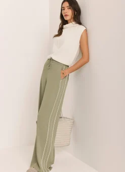 Scallop Side Stripe Wide Trousers Wide Leg Trousers|Trousers