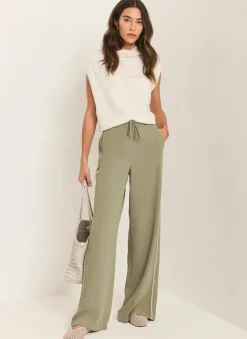 Scallop Side Stripe Wide Trousers Wide Leg Trousers|Trousers