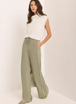 Scallop Side Stripe Wide Trousers Wide Leg Trousers|Trousers