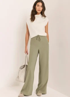 Scallop Side Stripe Wide Trousers Wide Leg Trousers|Trousers