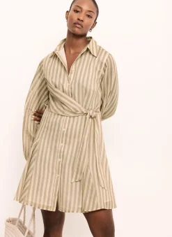 Hot Stripe Wrap Mini Dress Summer Dresses|Mini Dresses