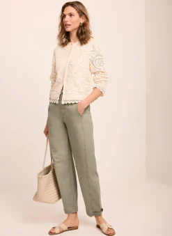 Discount Washed Barrel Leg Chino Trousers Trousers