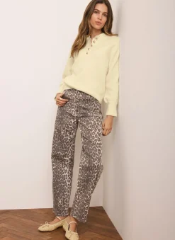 Sale Leopard Print Barrel Leg Jeans Barrel & Balloon Jeans