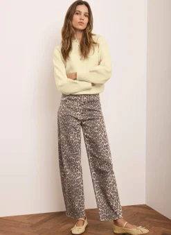 Sale Leopard Print Barrel Leg Jeans Barrel & Balloon Jeans