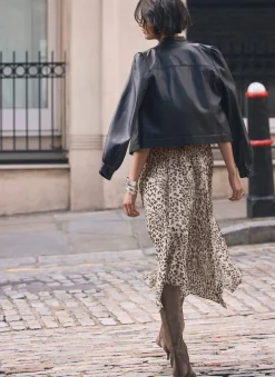 Online Leopard Print Cap Sleeve Midi Dress Midi Dresses|Printed Dresses