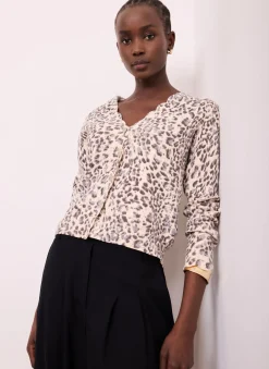 Discount Leopard Print Cotton Cardigan Cardigans|Jumpers & Cardigans