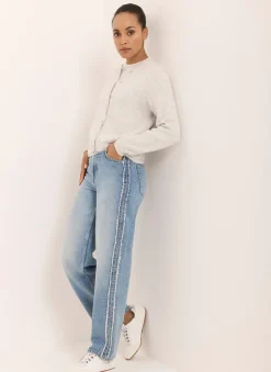 Hot Light Indigo Wash Side Trim Boyfriend Jeans Jeans|Barrel & Balloon Jeans