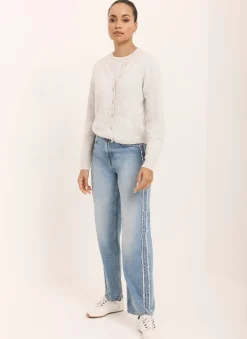 Hot Light Indigo Wash Side Trim Boyfriend Jeans Jeans|Barrel & Balloon Jeans