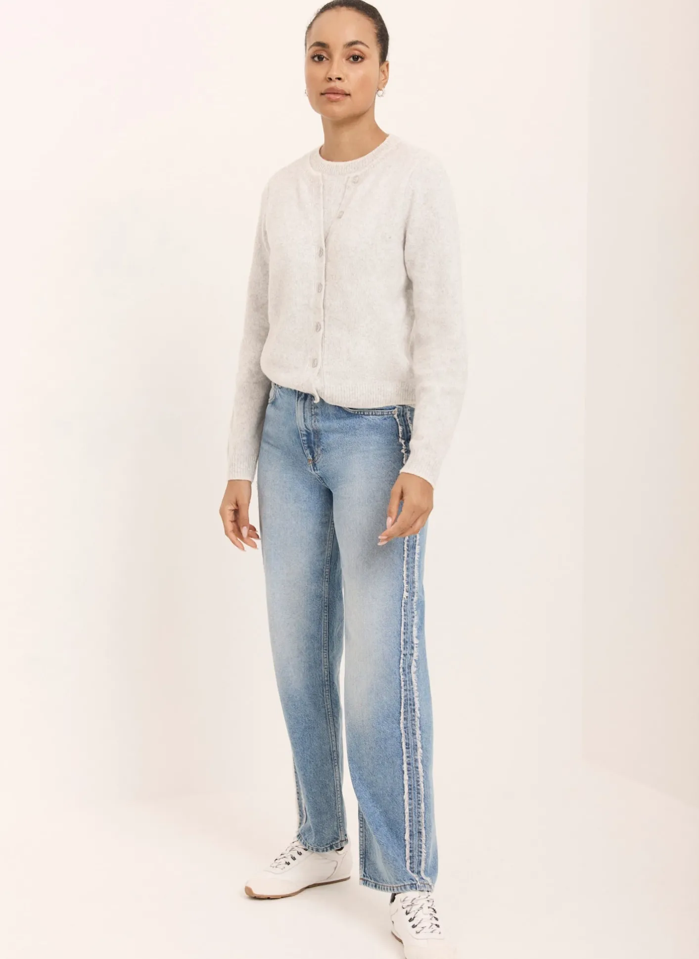 Hot Light Indigo Wash Side Trim Boyfriend Jeans Jeans|Barrel & Balloon Jeans
