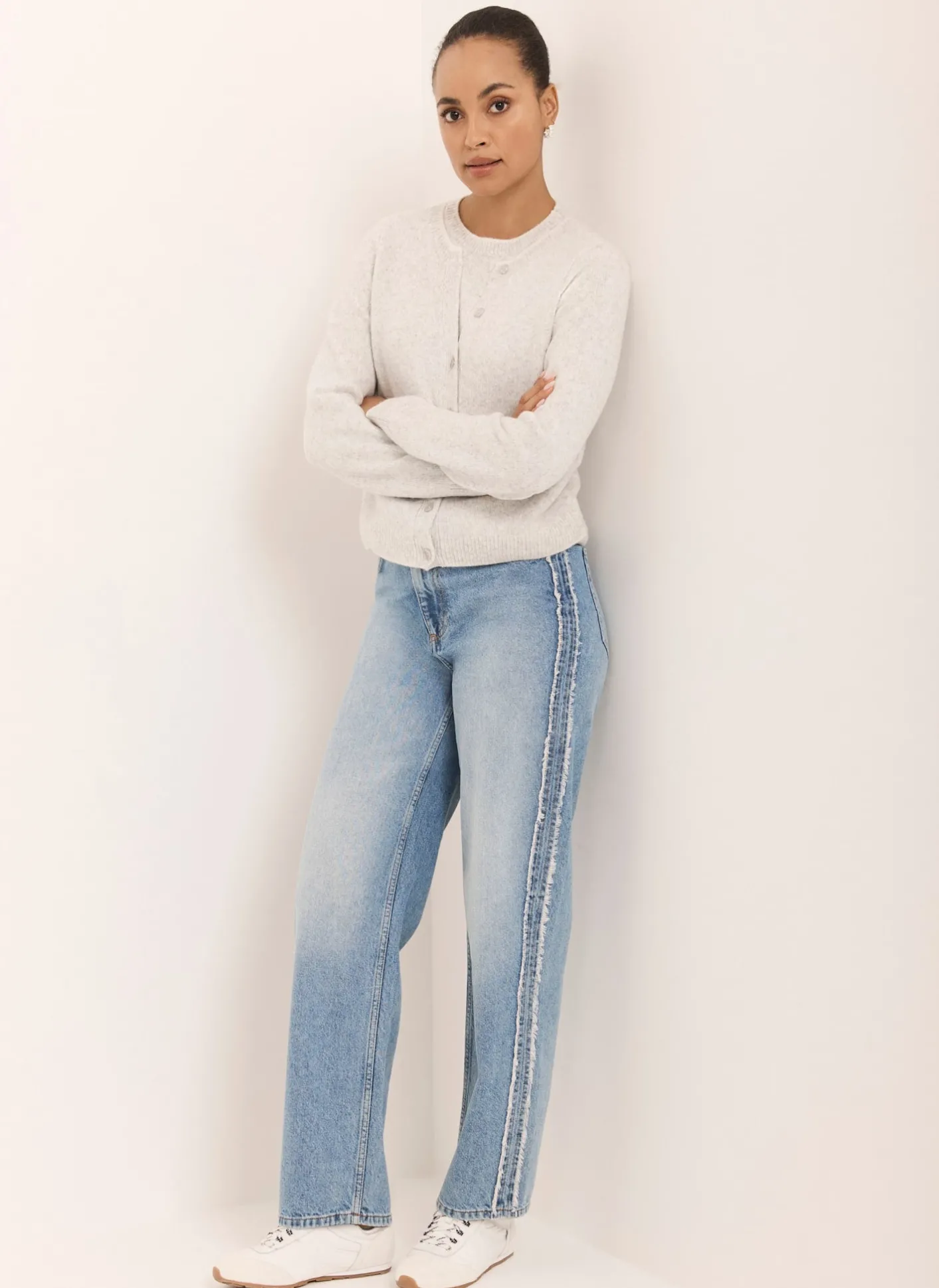 Hot Light Indigo Wash Side Trim Boyfriend Jeans Jeans|Barrel & Balloon Jeans