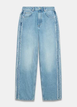 Hot Light Indigo Wash Side Trim Boyfriend Jeans Jeans|Barrel & Balloon Jeans