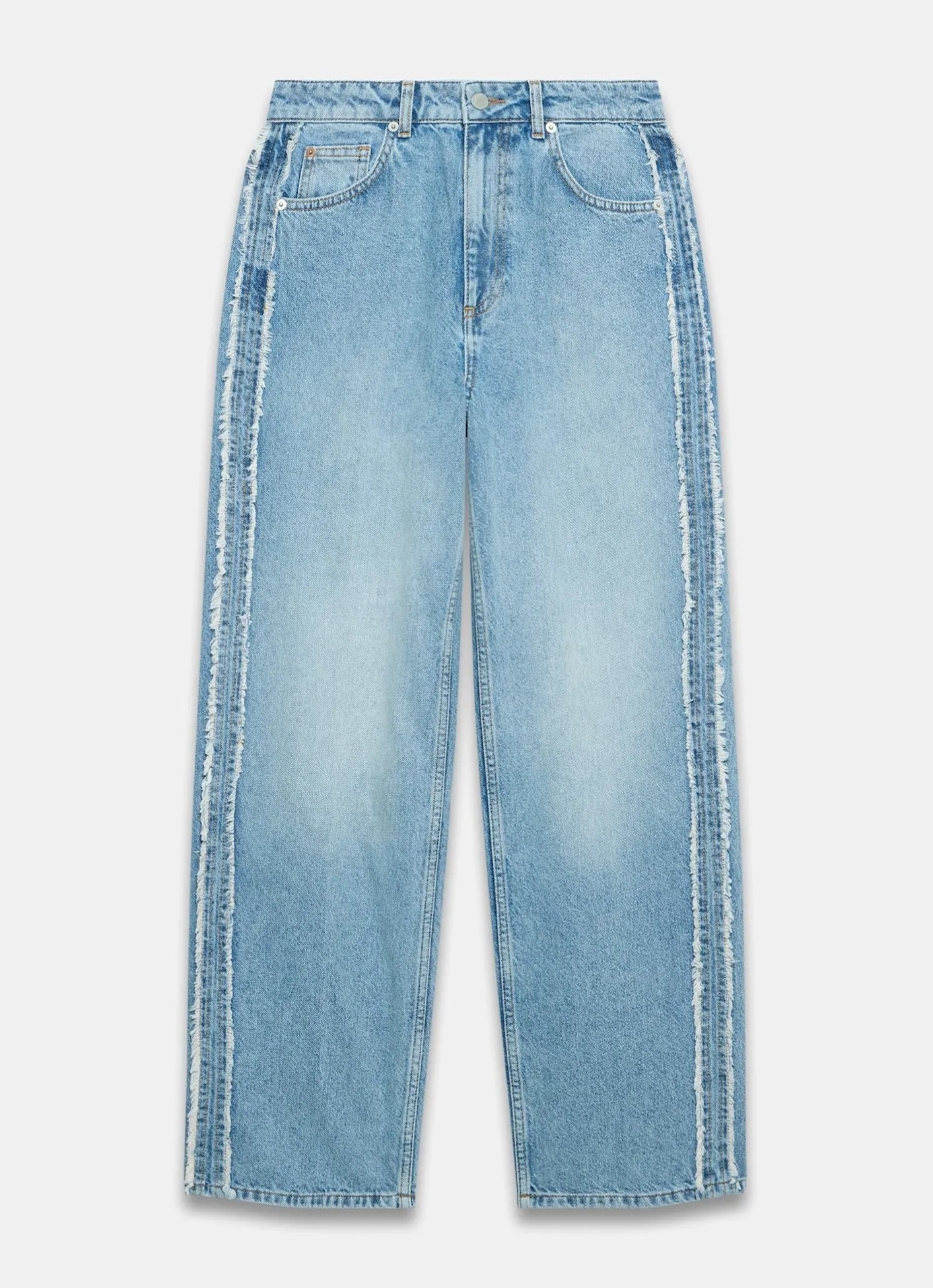 Hot Light Indigo Wash Side Trim Boyfriend Jeans Jeans|Barrel & Balloon Jeans