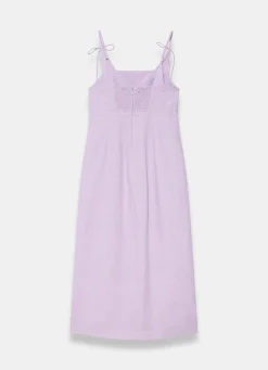 Hot Linen Bow Detail Midi Dress Summer Dresses|Midi Dresses