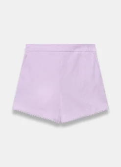Linen Scallop Hem Shorts Shorts|Trousers