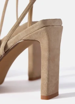 Hot Lou Neutral Suede High Heel Sandals Heels|Heels