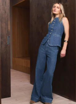 Discount Mid Indigo Buckle Detail Wide Jeans Jeans|Wide Leg Jeans