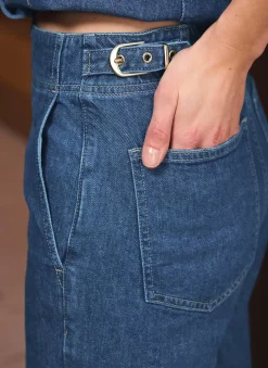 Discount Mid Indigo Buckle Detail Wide Jeans Jeans|Wide Leg Jeans