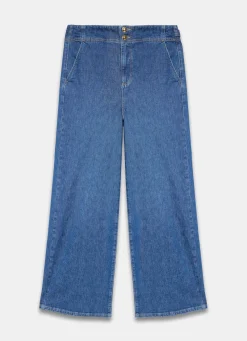 Discount Mid Indigo Buckle Detail Wide Jeans Jeans|Wide Leg Jeans