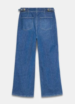 Discount Mid Indigo Buckle Detail Wide Jeans Jeans|Wide Leg Jeans