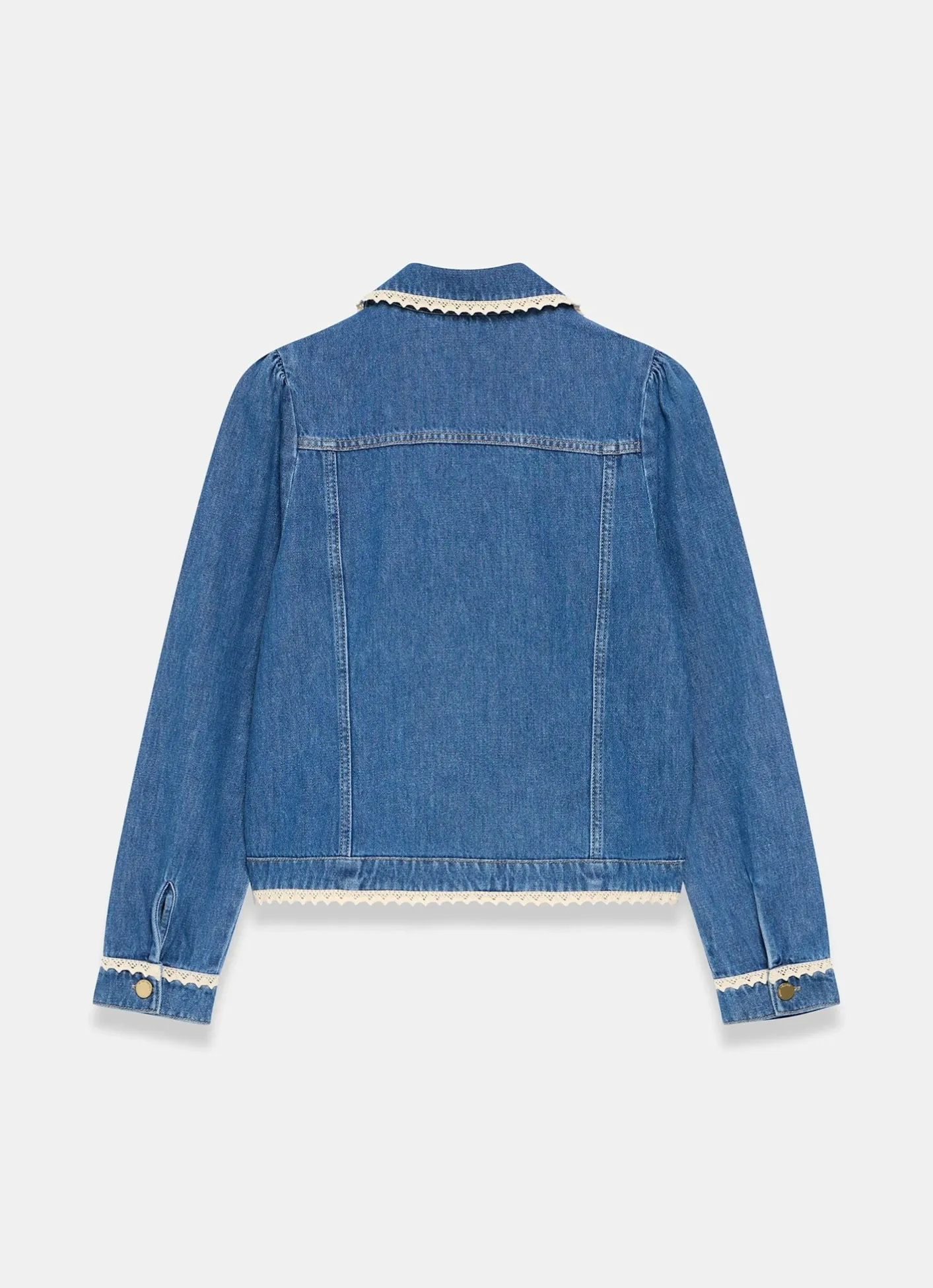Sale Mid Indigo Crochet Trim Denim Jacket Jackets|Denim Jackets