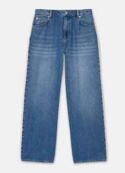 Best Mid Indigo Crochet Trim Straight Jeans Jeans|Straight Jeans