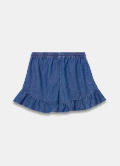 Discount Mid Indigo Denim Ruffle Hem Shorts Shorts|Trousers
