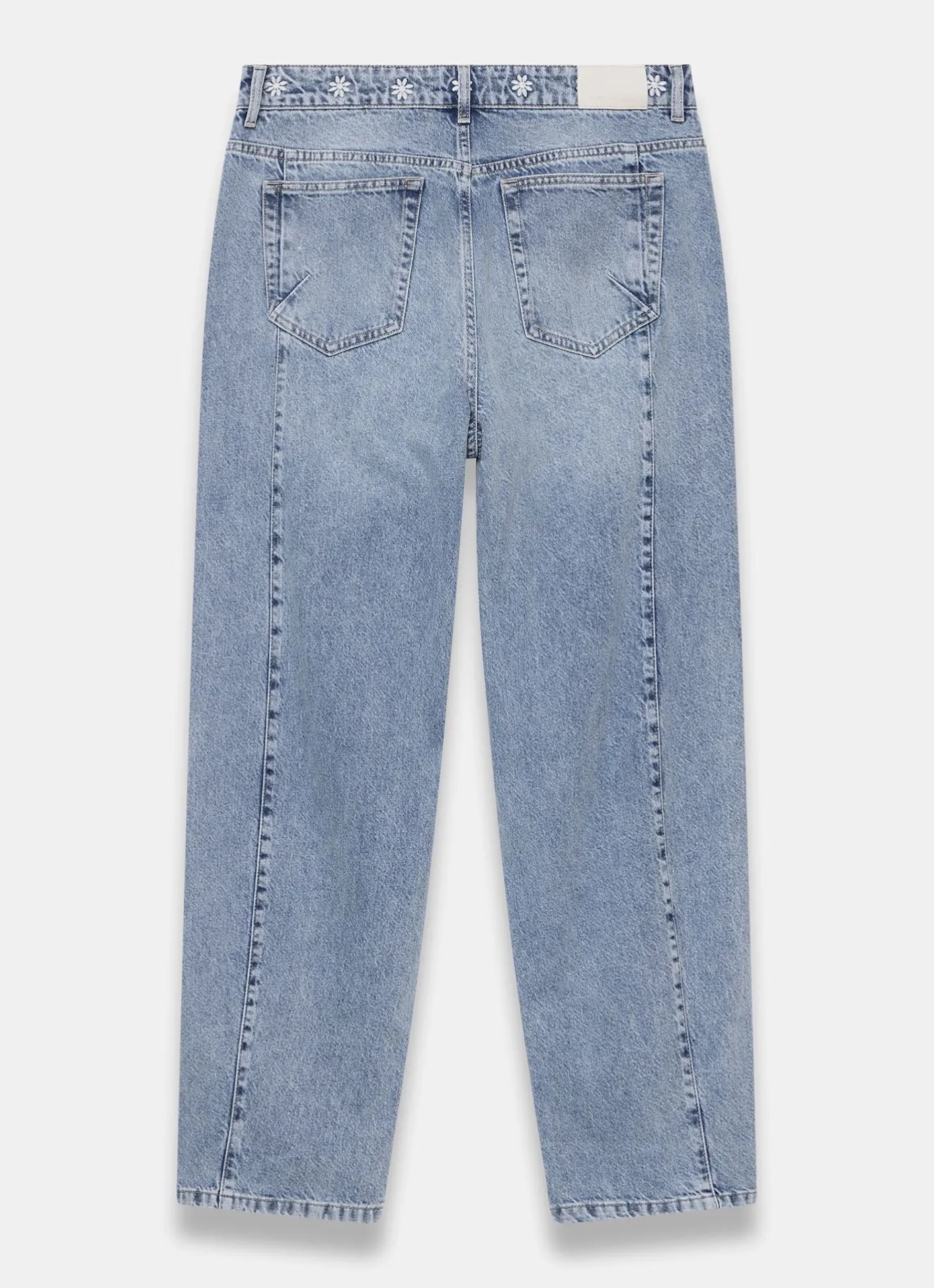 Clearance Mid Indigo Floral Embroidered Tapered Jeans Jeans|Straight Jeans