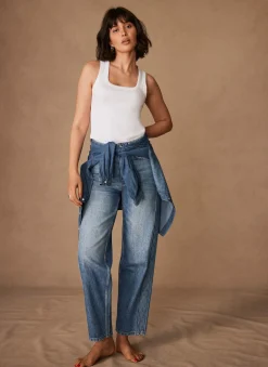 Best Mid Indigo Relaxed Tapered Boyfriend Jeans Jeans|Barrel & Balloon Jeans