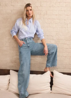 New Mid Indigo Relaxed Wide Leg Jeans Jeans|Wide Leg Jeans