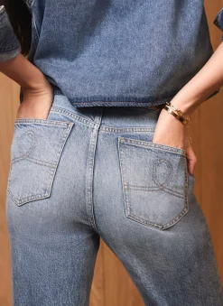 Online Mid Indigo 70s Flared Jeans Jeans|Flared Jeans