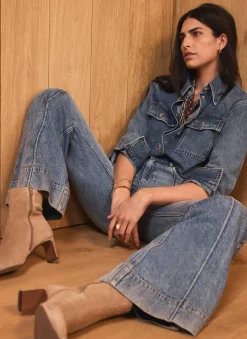 Online Mid Indigo 70s Flared Jeans Jeans|Flared Jeans