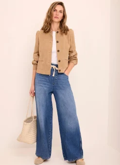 Sale Mid Indigo Tie Waist Wide Leg Jeans Jeans|Wide Leg Jeans