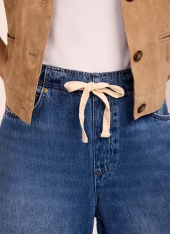 Sale Mid Indigo Tie Waist Wide Leg Jeans Jeans|Wide Leg Jeans