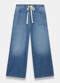 Sale Mid Indigo Tie Waist Wide Leg Jeans Jeans|Wide Leg Jeans
