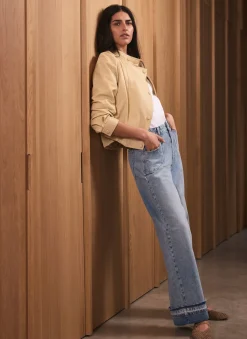 Outlet Mid Indigo Turn Up Wide Jeans Jeans|Wide Leg Jeans