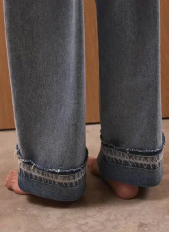 Outlet Mid Indigo Turn Up Wide Jeans Jeans|Wide Leg Jeans