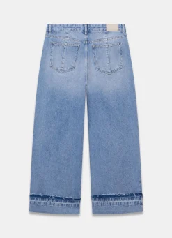 Outlet Mid Indigo Turn Up Wide Jeans Jeans|Wide Leg Jeans