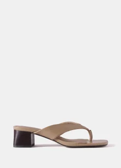 Best Millie Leather Block Flip Flop Heels Heels|Heels
