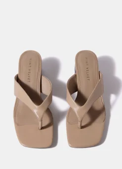 Best Millie Leather Block Flip Flop Heels Heels|Heels