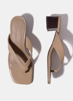 Best Millie Leather Block Flip Flop Heels Heels|Heels