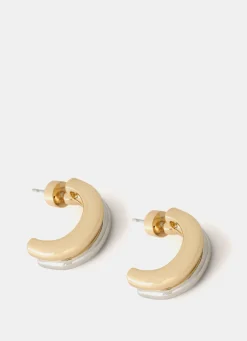 Mixed Metal Curve Earrings Jewellery|Jewelry
