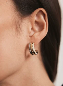 Mixed Metal Curve Earrings Jewellery|Jewelry