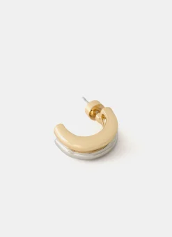 Mixed Metal Curve Earrings Jewellery|Jewelry