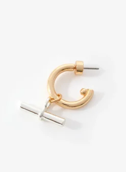 Discount Mixed Metal T-Bar Hoop Earrings Jewellery|Jewelry
